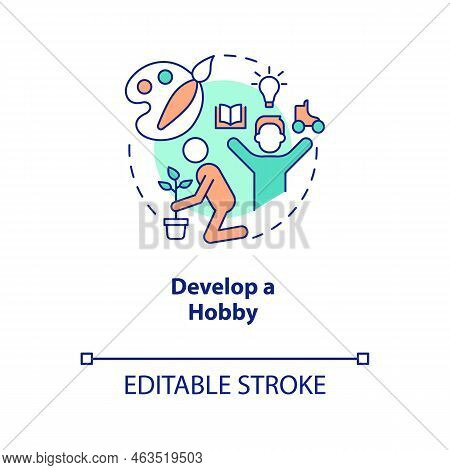 Develop Hobby Concept Icon. Take Break From Routine Life. Improving Self Esteem Abstract Idea Thin L