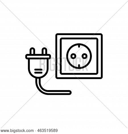 Electro Plug Icon In Trendy Flat And Outline Style. Simple Design For Graphics, Websites, Social Med
