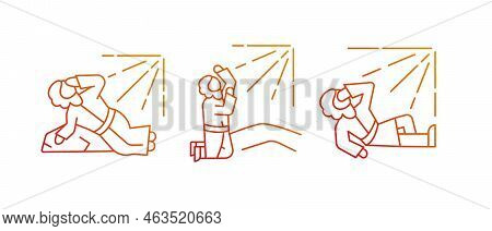 Saint Saul Conversion Gradient Linear Vector Icons Set. Biblical Character. Religious Narratives. Ch