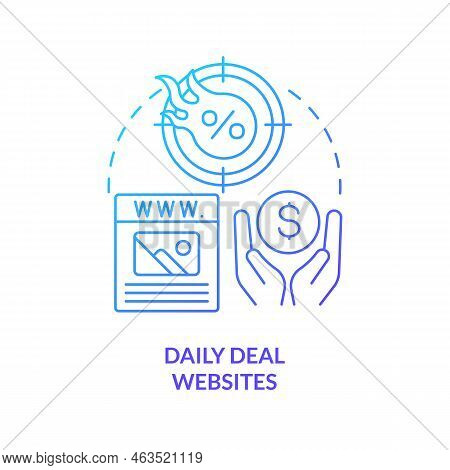 Daily Deal Websites Blue Gradient Concept Icon. Be Informed With Traveled Place News. Saving Money T