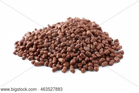 Pile Of Buckwheat Tea Granules On White Background