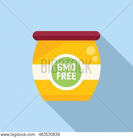 Gmo Free Jar Icon Flat Vector. Dna Food. Gene Medicine