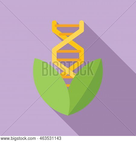 Dna Plant Icon Flat Vector. Gmo Food. Gene Biology