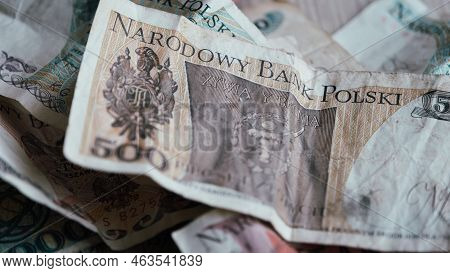 500 Thousand Old Polish Zloty Has Banknotes. Old Zloty Money, Poland, Vintage Retro.