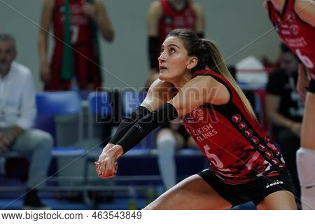 Istanbul, Turkey - April 02, 2022: Seyma Ercan In Turk Hava Yollari Vs Ptt Turkish Sultans League Ma