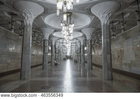 Tashkent, Uzbekistan - September 16, 2022: Interior Of Underground Lobby Of 