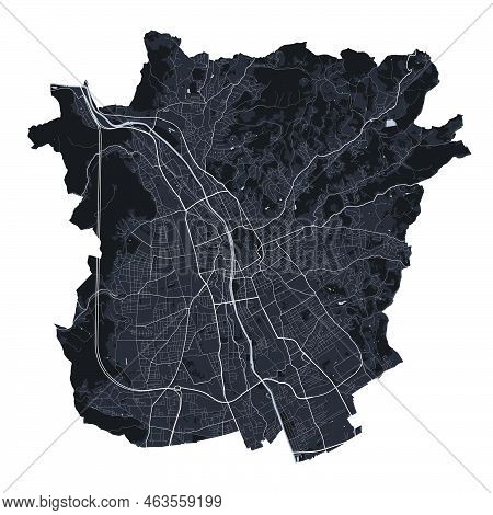 Graz Vector Map. Detailed Vector Map Of Graz City Administrative Area. Cityscape Poster Metropolitan