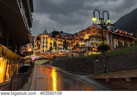 Ischgl, Austria - July 25, 2022: Hotels In Tourist Ski Resort Ischgl In Austrian Tyrol