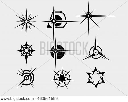 Star Explosion Flare Vector Interface Element Games Set Editable