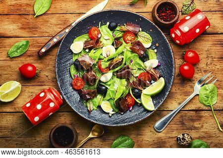 Spring Salad With Meat.