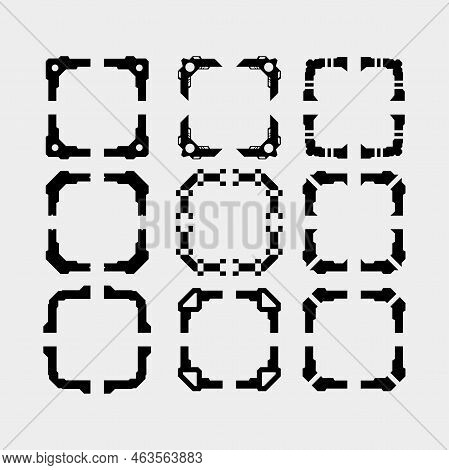 Square Frame Border Futuristic Abstract Technology Interface Editable