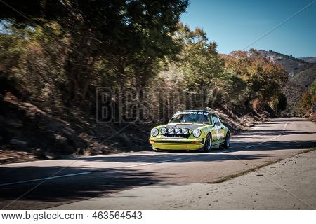 Novella, Corsica, France - 7th October 2022: Alain Moret And Kilian Moret Compete In Their Porsche 9