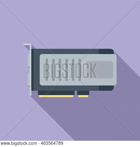 Video Card Icon Flat Vector. Pc Gpu. Chip Board