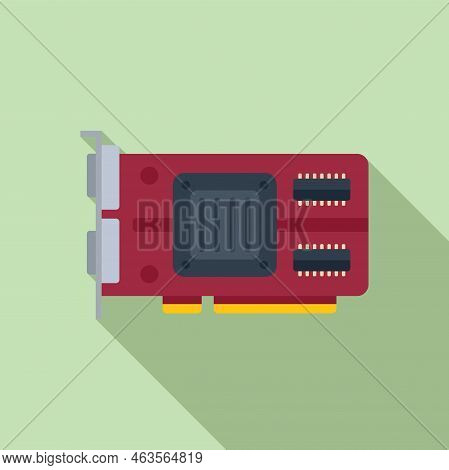 Gpu Board Icon Flat Vector. Computer Card. Chip Fan