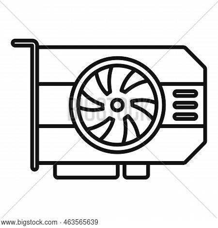 Pc Video Card Icon Outline Vector. Computer Gpu. Cooler Pci