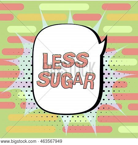 Conceptual Display Less Sugar. Internet Concept Lower Volume Of Sweetness In Any Food Or Drink That 