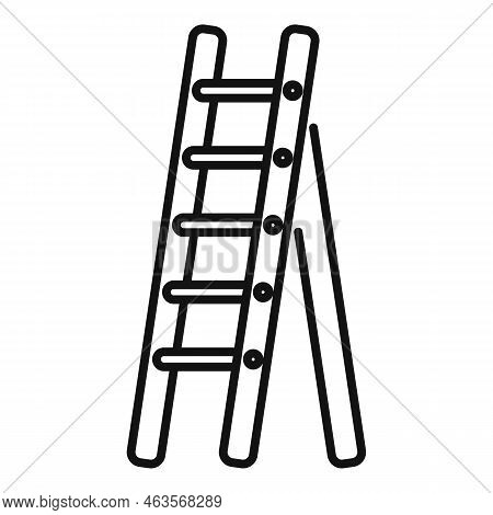 Rung Ladder Icon Outline Vector. Wood Construction. Stair Metal