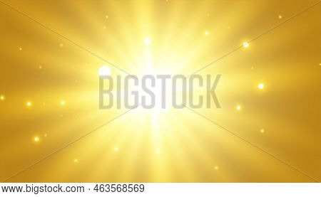 Golden Background With Glowing Light Effect Rays Design