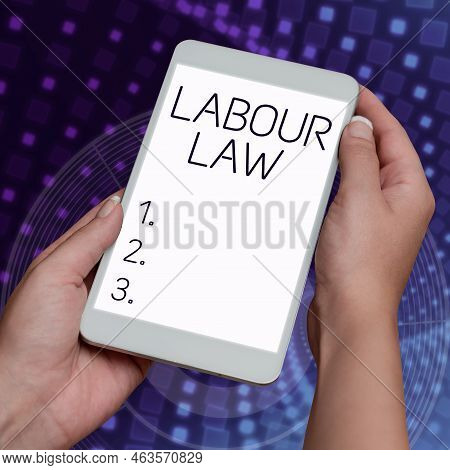 Text Showing Inspiration Labour Law. Business Concept Rules Implemented By The State Between Employe