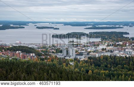 Cityscape Of Kuopio From Puijo Tower In Eastern Finland.