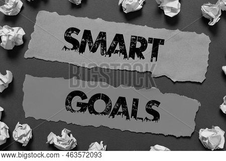Text Caption Presenting Smart Goals. Concept Meaning Mnemonic Used As A Basis For Setting Objectives