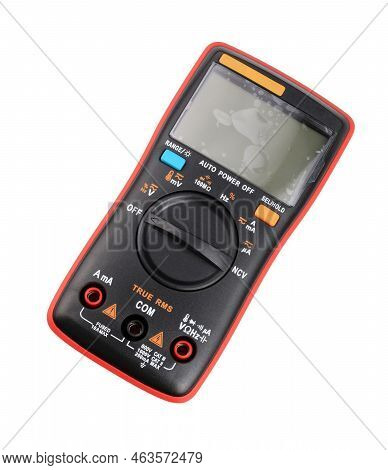 Black Digital Multimeter Isolated On White Background At Dry Day
