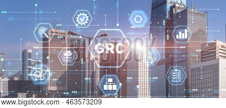 Grc Governance Risk And Compliance Concept On City Background