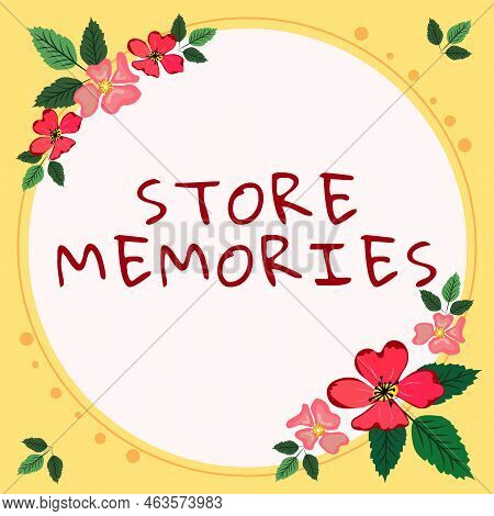 Handwriting Text Store Memories. Business Showcase A Process Of Inputting And Storing Data Previousl