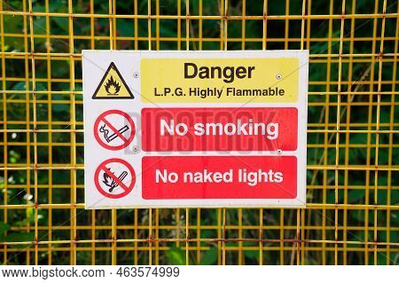 Highly Flammable Gas Propane Cylinders Store Cage For Safety Near Construction Building Site And The