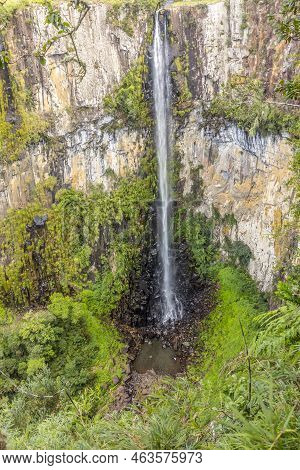 Avencal Waterfall And A Vertical Rock Wall In Urubici, Southern Brazil