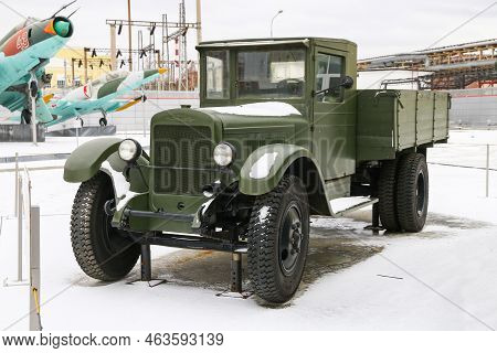 Verkhnyaya Pyshma, Russia - October 26, 2021: Soviet Army Truck Zis-5 In The Ummc Museum Of Military