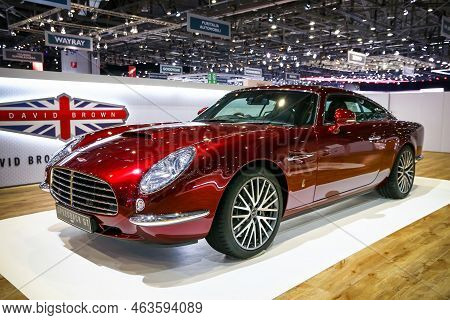 Geneva, Switzerland - March 10, 2019: Retro-styled Sports Car David Brown Speedback Gt At The Geneva