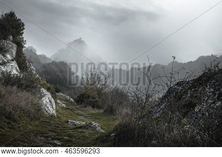Ruins Of The Medieval Castle Of Portilla - Zabalate, Alava, Basque Country.