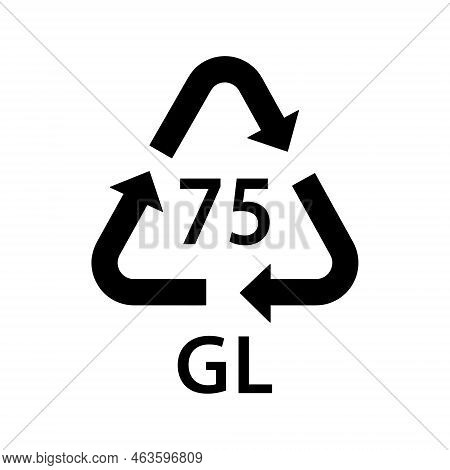 Glass Recycling Code Gl 75, Leaded Glass Symbol, Ecology Recycling Sign, Identification Code, Packag
