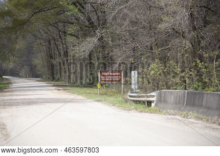 Tensas River National Wildlife Refuge, Louisiana/usa - March 23 2018: Sign Noting That 