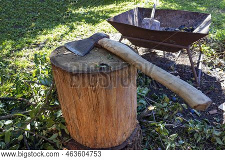 The Ax Lies On The Deck Where They Chop Wood.