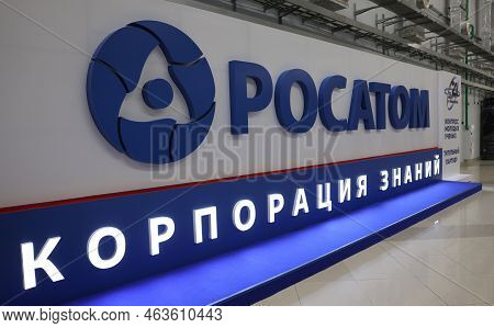 December 8, 2021, Sochi, Russia. The Logo Of The Russian State Atomic Energy Corporation Rosatom.