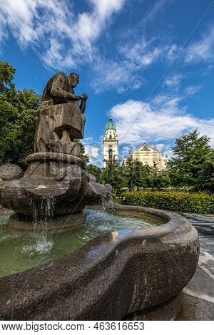 Fountain In Front Of St. Joseph, A Roman Catholic Church Located In Maxvorstadt, Munich, Bavaria, Ge