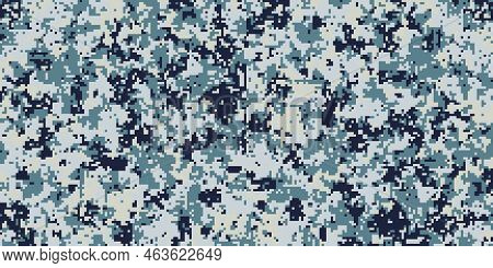 Pixel Camouflage For A Soldier Army Uniform. Modern Camo Fabric Design. Digital Military Vector Back