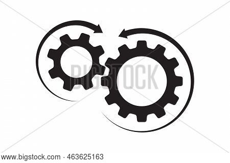Setting Icon Vector With Work Cog Gear Element. Cogweel Mechanism Symbol For Engine Concept Or Web I