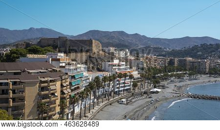 Beach And Castle In The Village Of Almunecar, Province Of Granada, Spain