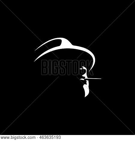 Silhouette Of Man With Hat And Cigar Chikago Gangster Mafia