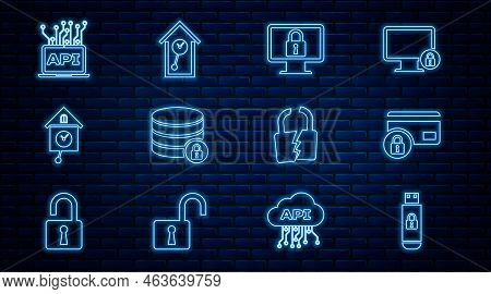 Set Line Usb Flash Drive With Lock, Credit Card, Lock On Monitor, Server Security, Retro Wall Watch,