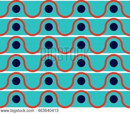 Seamless Pattern Curved Seawave Forms, Vector Quality, Modern Minimalist Flat Style, Bold, Punchy Fo