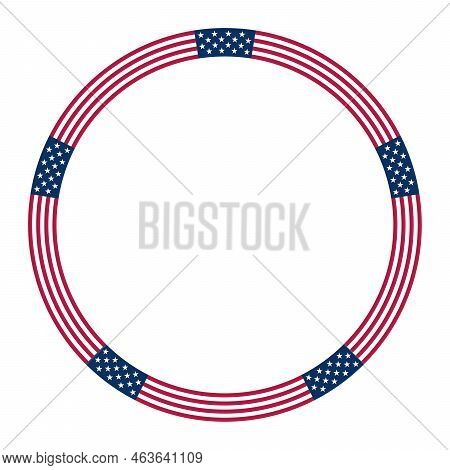 American Flag Motif, Circle Frame. Circular Border Made With Stars And Stripes Pattern, Based On The