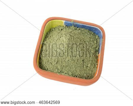 Indigo Indigofera Tinctoria Powder In The Square Ceramic Bowl Isolated Transparent Png