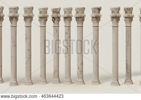 Classik Marble Greek Columns On A White Background.