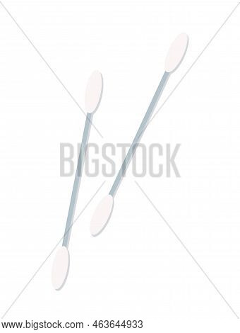 Two Ear Sticks. Medical Equipment For Health Care. Beauty And Hygiene. Advertising Poster Or Banner 