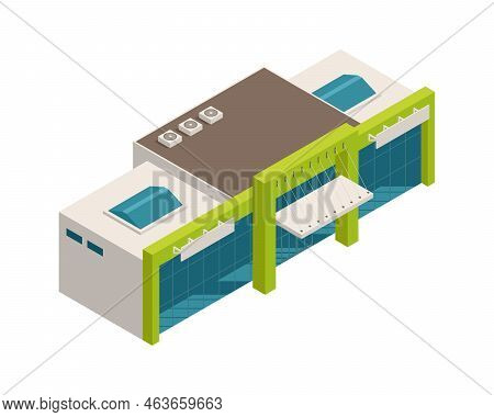 Isometric Modern Mall Building Exterior Top View 3d Vector Illustration