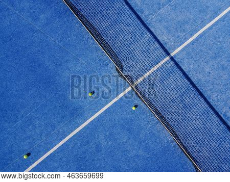 Blue Paddle Tennis Court, Drone Aerial View